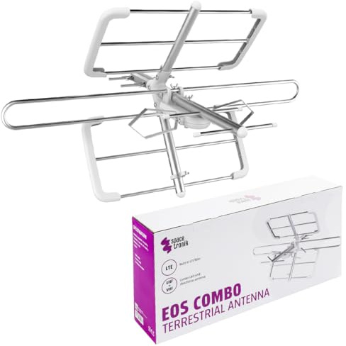 EOS DVBT2 Antenne Außen für Digitalfernsehen, 5G Antenne Outdoor | UV-beständigem, UHF+VHF Richtantenne, F-Stecker, wetterfest, passiv, Full HD 4K 3D Empfang, robuste Konstruktion