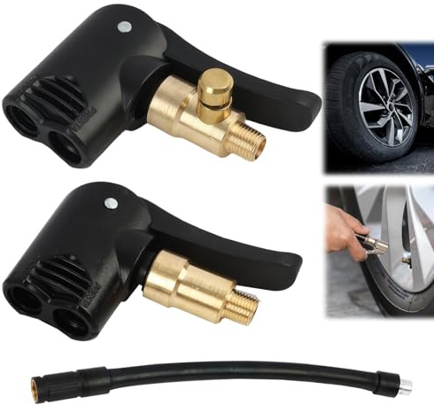 2 st däckventiladaptrar för bil, motorcykel och cykel, tryckluftchuckar med Schrader och Presta-adapter, universell uppblåsningsspets, för snabb uppblåsning