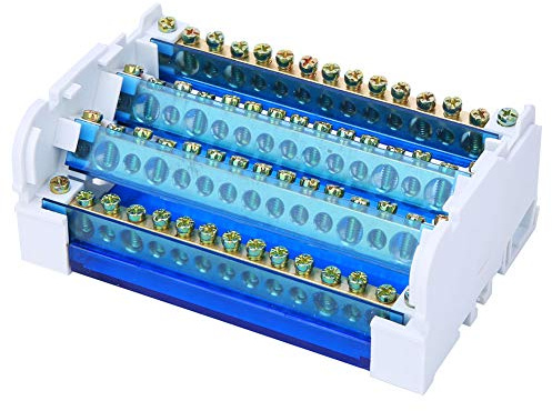 TARSHYRY Cuadro de Distribución Terminal, Caja de Protección de Distribución DIN Rail 4 Nivel Bloque de Terminal de Fase Monofásica con Caja de Interruptor de Cubierta de Polvo Transparente para
