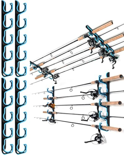 Ghosthorn Angelrutenhalter für Garage, Decke oder Wandmontage-Robuste Aufbewahrungslösung für Angelgeräte, Platzsparende Rutenhalter Wand, Rod Pod für Zuhause & Unterwegs (Blau,2 Pack)