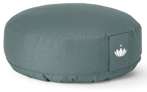 Lotuscrafts® Meditationskissen mit 10 cm Sitzhöhe, extra niedrig, Yoga Kissen mit Dinkelfüllung, Yogakissen Rund, Bodenkissen Rund, Yogakissen Meditationskissen, Bezug waschbar, GOTS Zertifiziert
