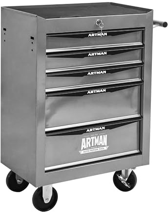 nifoti 5 Drawer Rolling Tool Cart on Wheels, Multifunctional Mobile Metal Tool Chest, Drawers Rolling Trolley Organizer Tool Box for Repair Shop,Warehouse,Garage,Workshop (5 Drawers-30.5H-Silver)