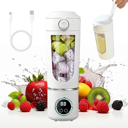 Mixeur portable 700 ml - Petit mixeur à smoothie à emporter avec affichage numérique - Rechargeable par USB - Presse-agrumes électrique portable - Mini blender pour smoothies, jus, shakes
