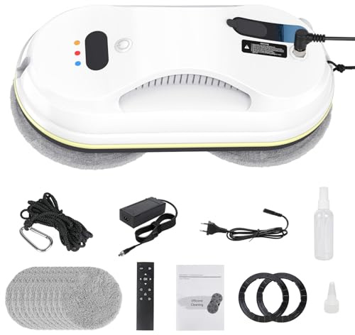 Robot lavavetri con funzione spray, lavacristalli elettrico con potenza di aspirazione da 2800 Pa, 3 modalità di pulizia, telecomando e corda di sicurezza, robot automatico per vetri, specchi