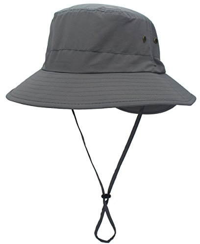 Magracy Unisex Damen Sonnenhut UPF 50+ Sommer Breiter Krempe Eimer-Hut für Frauen Safari-Hüte Fischerhut Dunkelgrau