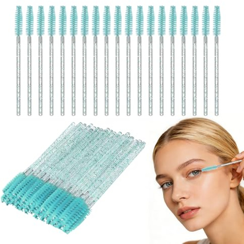 ATOMUS 100 Stücke Mascara Pinsel Einweg Mascara Stäbe Applikator Wimpernbürsten Wimpern Make-Up Applikatoren Kosmetik Pinsel Kit (100pcs Aquamarine)