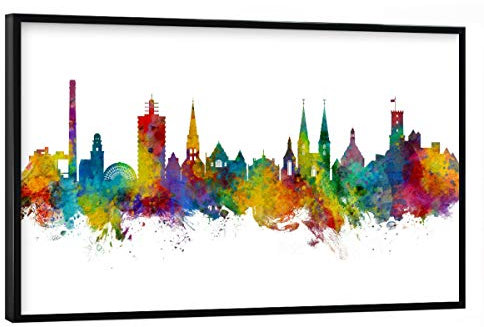 artboxONE Poster mit schwarzem Rahmen 60x40 cm Städte Bielefeld Germany Skyline - Bild Bielefeld bunt City