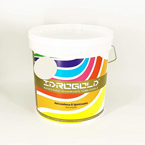 Pittura TEMPERA Idropittura Opaca Interni BIANCA O COLORATA Semilavabile ALTA COPERTURA (5 Litri, AVORIO S0502-Y)