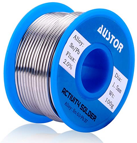 AUSTOR 63-37 Tin Lead Rosin Core Solder Wire for Electrical Soldering (1.5mm, 100g)
