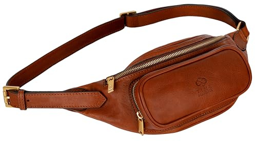 Bauchtasche Leder - Damen und Herren Bauchtasche - Zeitlose Gürteltasche - 100% Leder - Italienische Handwerkstradition - Braun - Time Resistance