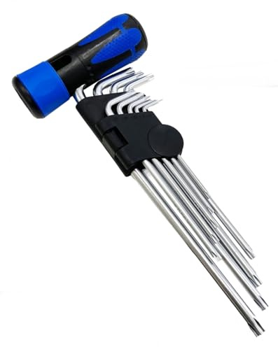 JOMAFA Juego de llaves torx inviolable en L con estuche y mango, 9 piezas T10 a T50