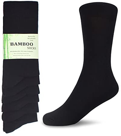 WeciBor Men's Bamboo Fiber Socks Breathable Soft Casual Socks Size 8-12, 6-Pack Black