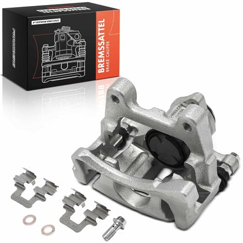 Frankberg Pinza de freno Parte trasera izquierda con Soporte (Distancia entre orificios Soporte 90mm）Compatible con P.a.s.s.a.t T.i.g.u.a.n Q3 S.h.a.r.a.n A.l.h.a.m.b.r.a CC Replace# 5N0615403