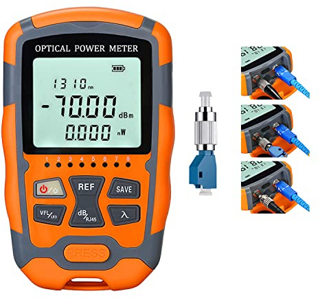 FC/SC/ST Portable 4-in-1 Fiber Optic Tester with Ideal Interface - Integrated 10MW Visual Fault Locator (OPM & VFL) - Network Cable Tester with 1 FC to LC Adapter