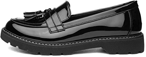 Lilley Angel Womens Black Patent Tassel Loafer - Size 8 UK - Black