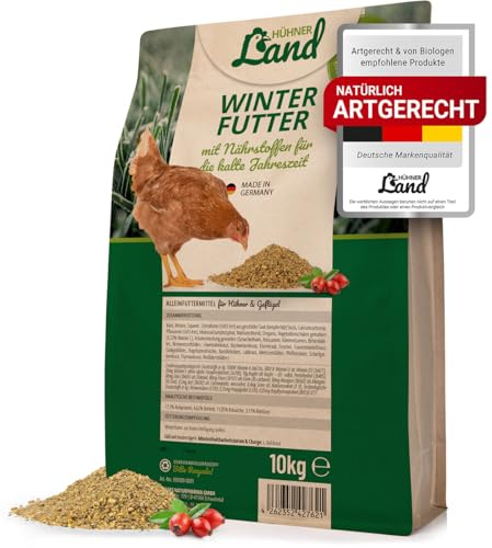 HÜHNER Land Hühnerfutter – Winterfutter für Hühner 10kg I Hühner Winterkorn, Hühnerfutter Ohne Gentechnik und Zusätze, Alleinfutter winterfit, für Immunsystem & Stoffwechsel