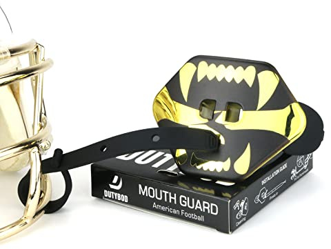 Erwachsene Jugend Sport Mundschutz American Football Boxen Mundschutz mit Gurt Zahnschutz Mundstück (Gold)