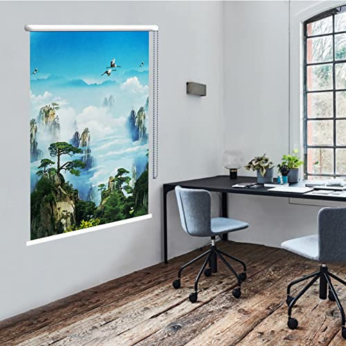 Rollos für Fenster Ohne Bohren Blaue Frische Rollentöne mit Armaturen, Fenster/ Türen/ Terrasse/ Schlafzimmer Gemusterte Roller Jalousien, 60/70/80/90/100/110/120/130/140 Cm Breite ( Size : 100cmx240c