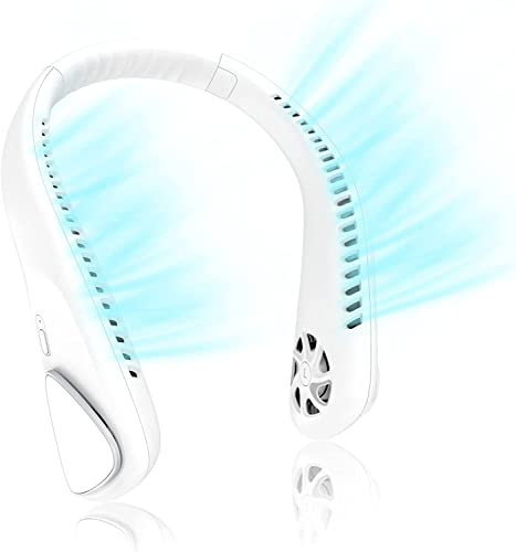 Neck Fan, Portable Fan, 4,000 mAh, Large Capacity, Portable Fan, Rapid Cooling, Quiet Design, Lightweight, Ultra Long Continuous Operation, USB Charging, 3 Levels of Air Flow Adjustment, 360° Freely