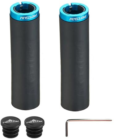 Uleeso Fahrradgriffe, Ergonomisch Fahrrad Griffe, Verriegelbare Silikon Lenkergriffe Grips mit einzelner Klemme, für 22,2 mm Fahrrad, Mountainbike, MTB, BXM, Rennrad Lenker Griffe (Blau)