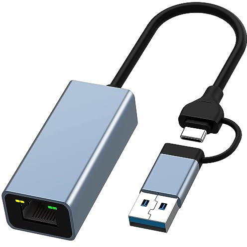 Oliveria USB C to Ethernet Adapter, 1Gbps Gigabit RJ45 to USB 3.0/Type C/Thunderbolt 3 LAN Network Adaptor for Windows 7/8/10/XP
