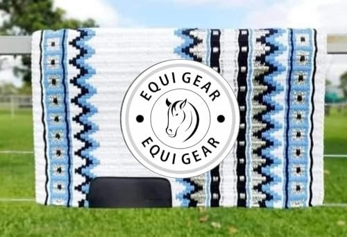 EQUIGEAR Western Show Horse Satteldecke aus neuseeländischer Wolle, Western-Design, handgefertigte Satteldecke, Wollpolster, Sensor Flex (Anpassung möglich), WZ91 (34x34)