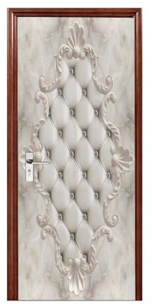 A.Monamour Adesivo Porta Autoadesiva 3D Tessuto Da Tappezzeria Beige Modello Vintage Sfondo Vinile PVC Adesivi per Porte Interne Pellicola Adesiva Poster Sticker Murale Parete Carta da Parati