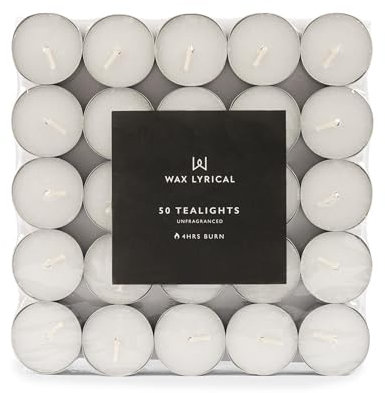 Wax Lyrical Unscented Tealights 50PK, White/Ivory
