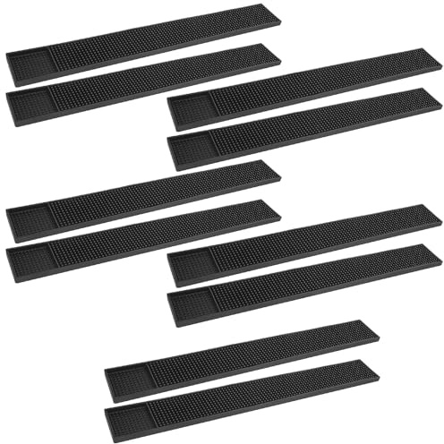 10 Pack Rubber Bar Mats, 24 x 3.15 Black Bar Service Mat, Spill Mat for Countertop, Bartending, Rubber Bar Mats, Efficient and Stylish Solution for Every Bartending Need,by KUKLIPJIM