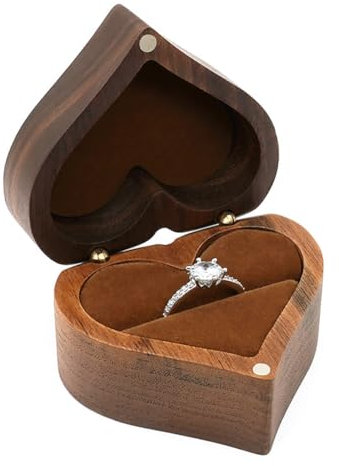 Begchy Herzförmige Ringschatulle aus , für Ringe, romantische Eheringhalter, Verlobungsringbox, Antrag, Jahrestag, B