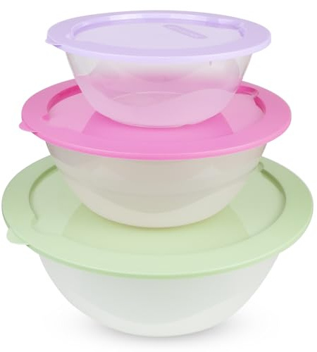 PROFUN Salatschüssel mit Deckel groß Schüssel Set mit deckel Rührschüssel Plastikschüssel Frischhaltedosen Stapelbare Dosen 3er-pack