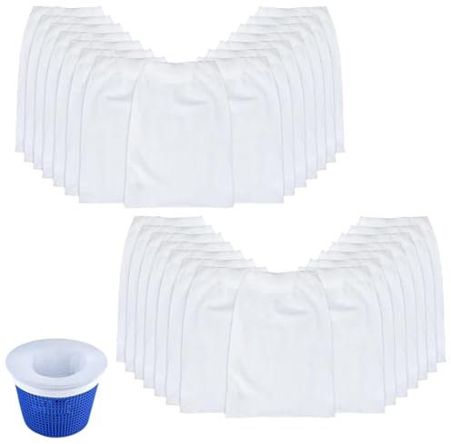 30PCS Pool Skimmer Socks for Skimmer Basket Clean, Pool Filter Saver Socks, Reusable Mesh Pool Filter Saver Socks, Swimming Pool Filter Socks, Nylon Fabric Filters Pool Basket Socks for Filters