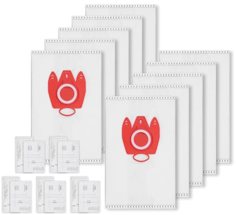 KEEPOW 10 Pack FJM Vacuum Bags for Miele Vacuum Cleaner, Hoover Dust Bags for Miele Compact C2 C1 Complete C1 S2 S4 S5 S6 S8, with 5 Filter Sets
