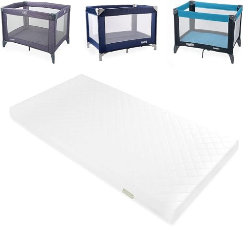 Brillars Comfortable Foam Bed Mattress For Toddlers Single Bedding Travel Cot Crib Mattresses Quilted Removable Cover (95 x 65 x 10cm)