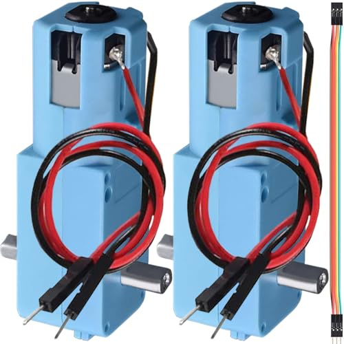 JYUDAUFU 2 moteurs à engrenages TT 1:90 DC 3-6V avec engrenages métalliques avec fil pour bricolage, pour robot, jouets RC, Boîte de vitesses de moteur électrique avec fil de raccordement à 5 broches