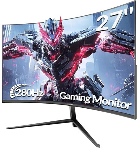 CRUA Curved Gaming-Monitor 27 Zoll 280Hz, FHD 1080P 1800R PC-Monitor, 1 ms GTG mit FreeSync, geringe Bewegungsunschärfe, Augenschutz, VESA, DisplayPort, HDMI, schwarz