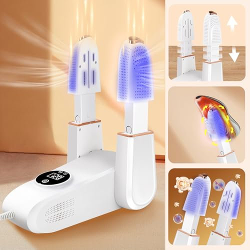 JUOIFIP Shoe Dryer, Boot Dryer, Gloves Dryer & Boot Warmer with Intelligent Timer, Foldable & Retractable Design, Electric Shoe Dryer, Effectively Eliminates Odors(UK Plug)