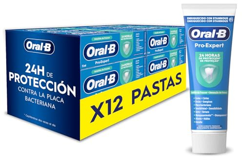 Oral-B Dentífrico Pro-Expert Aliento Fresco, Pack Ahorro 12x75 ml | Combate El Mal Aliento, Pasta de Dientes Antiplaca, Frescor Duradero, Sabor a Hierbabuena Suave