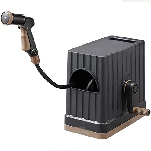 Garden Hose Reel Cart with Integrated Water Pipe Storage Rack and Spray Gun Outdoor Watering and Irrigation Tools for Small Household Schwarz DN15