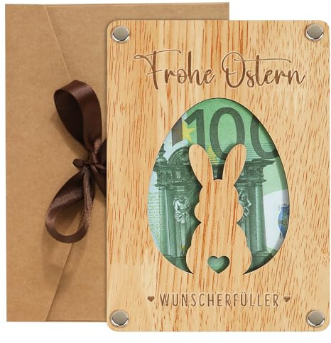 BOFUNX Frohe Ostern Geldgeschenk Ostern Geschenke Holz Ostern Geldgeschenk Verpackungen Grußkarte Ostern Geschenkideen für Kinder Freund Famile