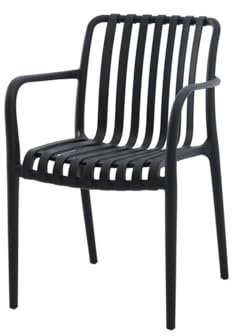 BURI Stuhl Theresa stapelbar, Bistro Stühle, schwarz, Sessel aus Kunststoff, Stapelstuhl für Garten, Sitzgarnituren für Zuhause, Hochlehner für Draußen