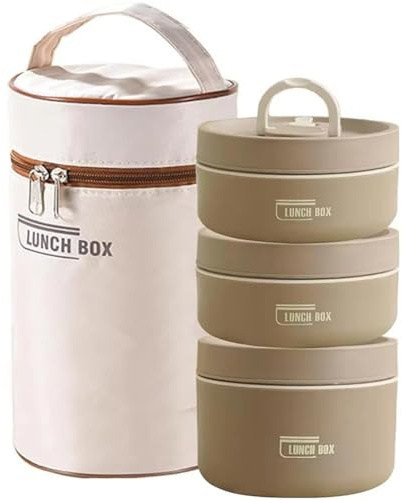 Lpitoy Portable Insulated Lunch Box Set, Stackable Stainless Steel Bento Box with Insulated Lunch Bag 3 Separate Thermal Food Container for Adults Kids