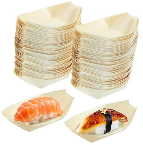 HOLIDYOYO 100piezas De Madera Desechables Para Sushi Contenedores De Snacks y Postres Perfectos Para y Comidas Caseras