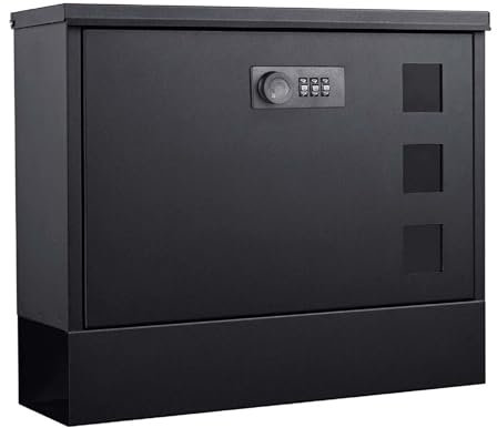 Rynli Wall Mounted Post Box for Outside | Letter Box for Outside Wall with Modern Combination Lock Secured with Newspaper Slot | Sturdy Weather Resistant, Waterproof & Secure Mail Box