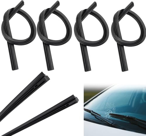 4 Pcs 28 Inch Universal Windscreen Wiper Rubber Strips 70CM, Car Frameless Replacement Rubber Windshield Front Rear Wiper Blades Refills for Auto Vehicle Vans Trucks Buses (Gray-black)