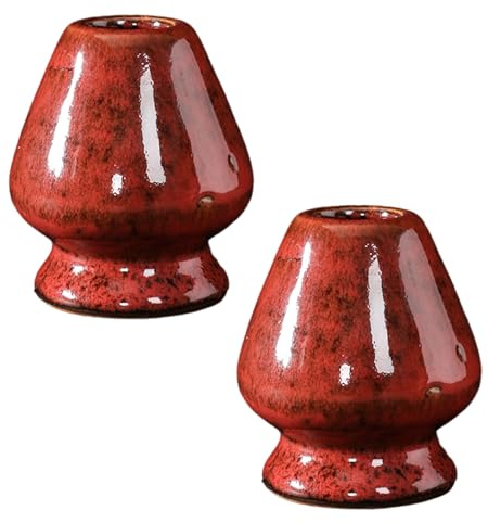 ZYHARUKO Soporte de cerámica hecho a mano para batidores de té y batidores de té, accesorio de ceremonia de té tradicional, decoración elegante de casa de té, juego de iniciación de ceremonia