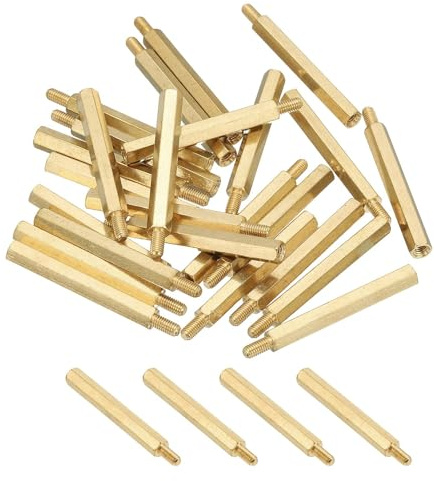 PATIKIL M3Messing Männlich Weiblich Schrauben Abstandshalter, 25 Stück PCB Motherboard Abstandsschrauben Für Drone Quadcopter Computer Bau Elektronik Leiterplatte Gold (M3 x 35mm+6mm)