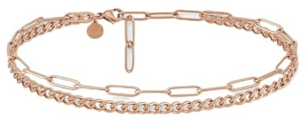 Fussketten für Frauen | Mehrreihiges Fußkettchen mit Panzer- & Ankerkette | Fußschmuck aus 316L Edelstahl in 18K Gold, Roségold oder Silber | Wasserfest & Verstellbar (22-27 cm)