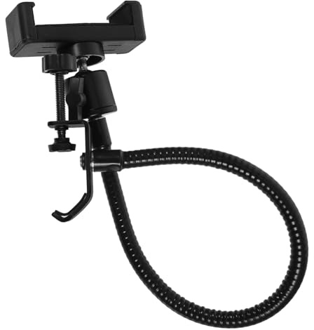 Gatuida Hose Phone Mount Microphone Stand with Adjustable Angle Abs Clip for Cellphone Recording and Podcasting