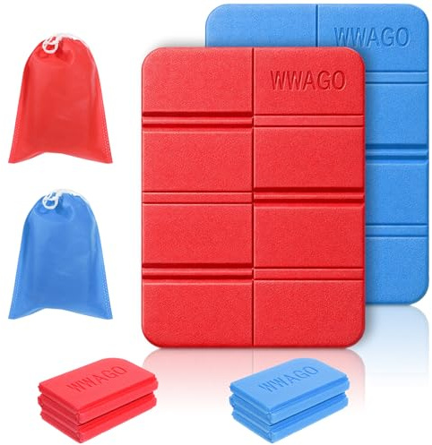 TIESOME 2 cojines de asiento plegables para exteriores, impermeables y resistentes a la intemperie, para exteriores, estadio, plegable, con 2 bolsas de almacenamiento, para camping, senderismo